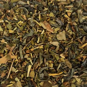 Green tea with a minty grassy taste designed to give you clarity and focus when needed most
